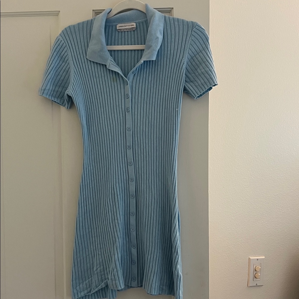 Urban Outfitters Sky Blue Ribbed Polo Dress